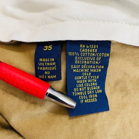 Polo Ralph Lauren Shorts Drill Khaki Tan Classic Fit Cargo Blue Label Size 35 - Picture 9 of 9